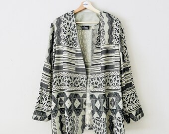 leopard print and geometric multi-pattern cream and black SIGNET vintage blazer