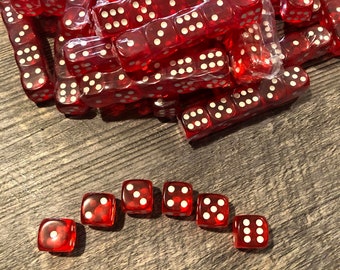 RED DICE - BULK Lot of at least 15 Classic Game Dice Red and White  - Brand New