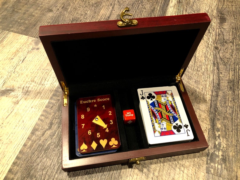 Euchre Card Game Gift Set with Laser Engraved Classic Red & Etsy