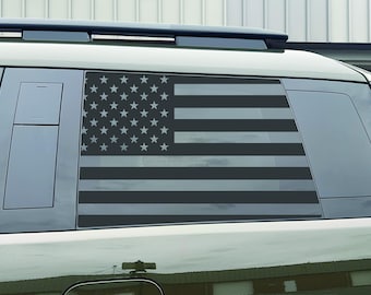 2024–2025 Hyundai Santa Fe Quarter Window Decal - American Flag – Matte Black Vinyl Sticker