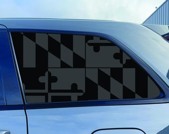2011-2021 Jeep Grand Cherokee Quarter Window Decal Sticker - Maryland Flag - Matte Black