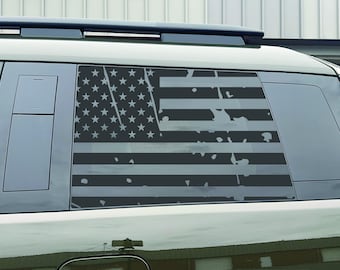2024-2025 Hyundai Santa Fe Quarter Window Decal Sticker - Distressed American Flag