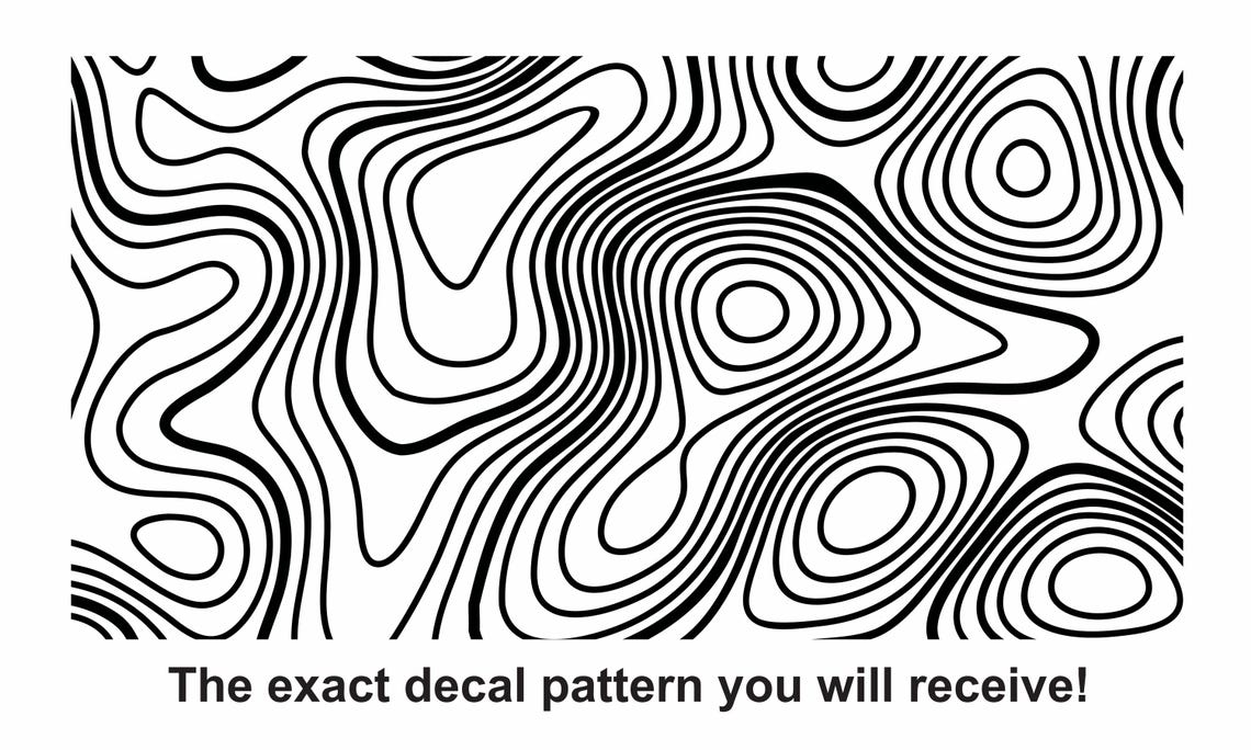 Topography Map Decal - Matte Black Vinyl - Topographical Design ...