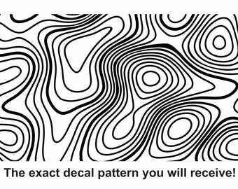 Topography Map Decal - Matte Black Vinyl - Topographical Design - Single Sticker
