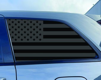2011-2021 Jeep Grand Cherokee Quarter Window Decal - American Flag - Matte Black Vinyl Sticker