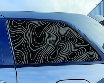 2011-2020 Jeep Grand Cherokee Quarter Window Decal Sticker - Topography Map - Matte Black