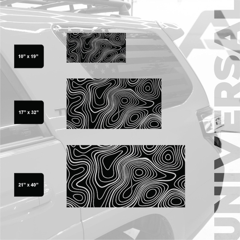 Topography Map Decal - Matte Black Vinyl - Topographical Design ...