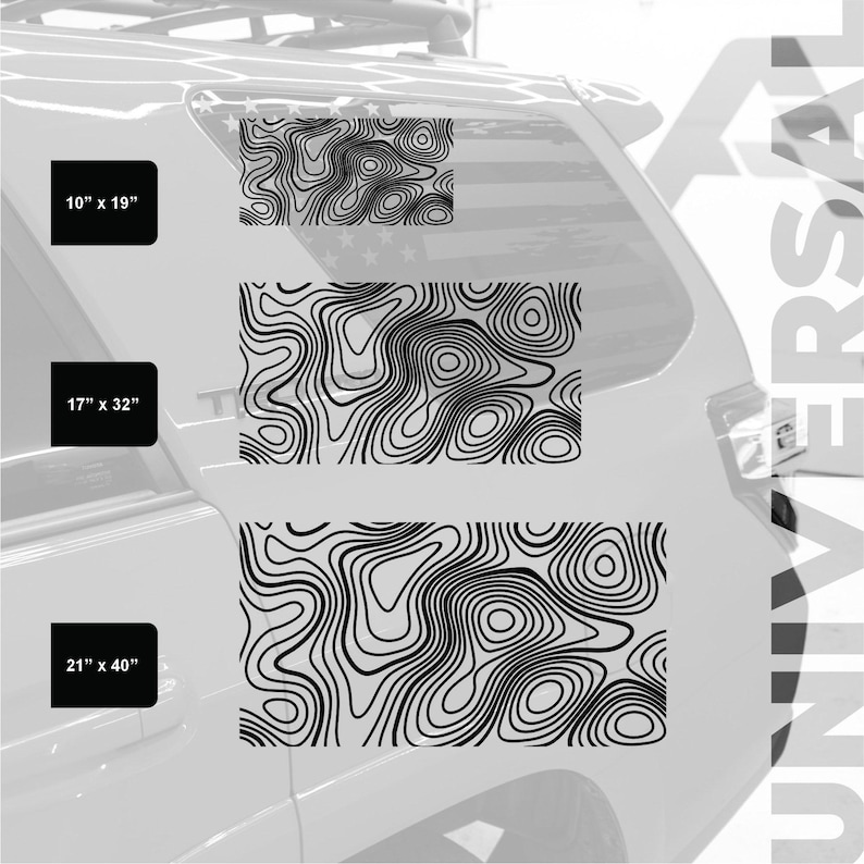 Topography Map Decal - Matte Black Vinyl - Topographical Design ...