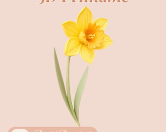 Gelbe Narzisse 3D – 3MF-Datei, druckfertig – 3D-Narzissenblütenmodell für den 3D-Druck – Frühlingsdekoration, STL-Blumen