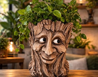 Magischer Baum-Pflanztopf (STL-Datei), Baumgesicht-Pflanztopf (3D-Druck), druckbarer Baumstamm-Pflanztopf, Fantasie-Baum-Pflanztopf (STL-Datei), Pflanzendekoration