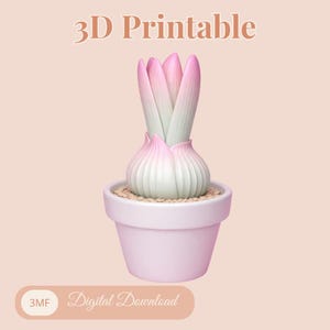 Jacinthe Rose en Pot - Fichier 3MF Prêt à Imprimer - Modèle 3D Fleur Jacinthe Bulbe pour Impression 3D - Décoration Printemps, fleurs STL