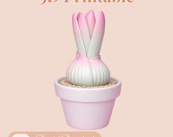 Rosa Hyazinthe im Topf – 3MF-Datei zum Drucken – 3D-Modell einer Hyazinthenzwiebel für den 3D-Druck – Frühlingsdekoration, Blumen (STL)