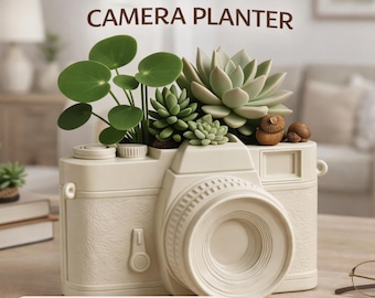 Dekorativer Kamera-Topf, 3D-Druckdatei (3MF), Kamera-Pflanzgefäß, moderne Wohndekoration