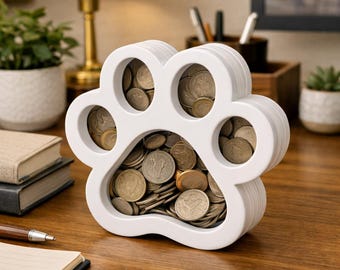 3D-druckbare Spardose in Hundepfotenform (STL + 3MF) – Spardose „Pate de Chien“ – Digitaler Download – Geschenk für Hundeliebhaber – Tier-Spardose (3D)