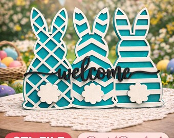 Osterhasen-Willkommensdeko – 3D-druckbare STL-Datei – Frühlingsdeko – Magnete oder Rahmen