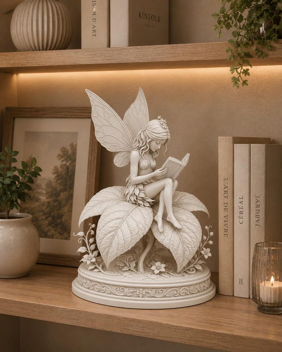 Fairy Reading Book Figurine STL | Fairy Garden Decor | 3D Printable File | Fantasy Statue | Bambu Lab 3MF