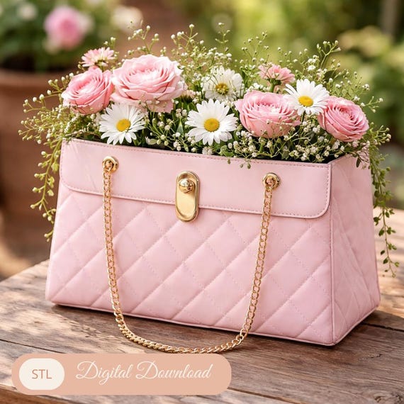 Handbag Planter STL File, Luxury Purse Vase, Flower Pot STL, Chic Home Decor, 3D Print File, Bambu Lab 3MF