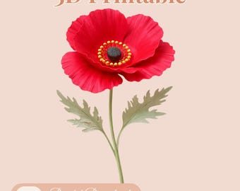 Dekorative Mohnblume zum 3D-Drucken – Elegantes Blumenvasen-Design – 3MF-Datei – Wohndekoration, Blumen-STL-Datei