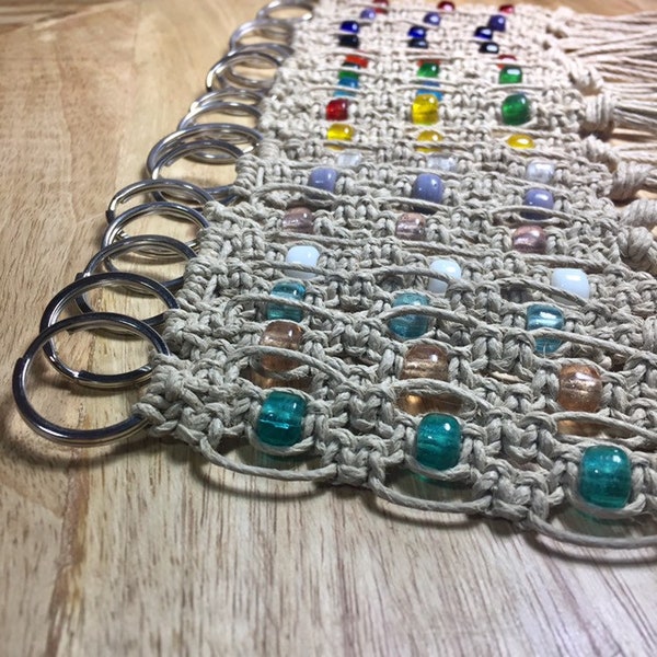 Hemp Keychain With Glass Accent Beads, 15 Color Choices, Fancy 6 Strand Design