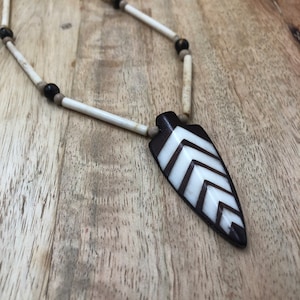 Arrowhead Bone And Bead Tribal Boho Necklace