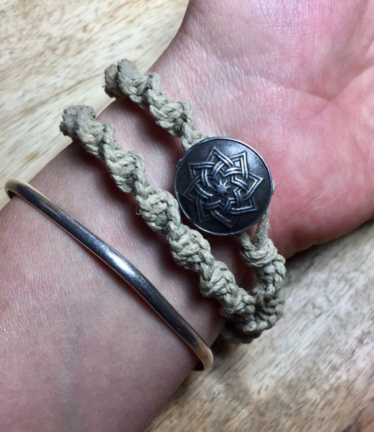 Hemp Wrap Bracelet With Button Clasp Etsy