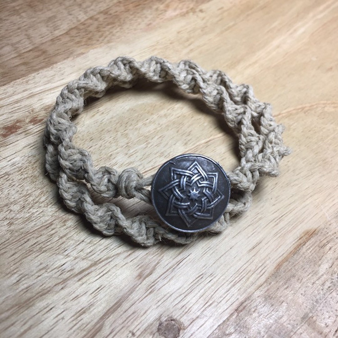 Hemp Wrap Bracelet With Button Clasp Etsy