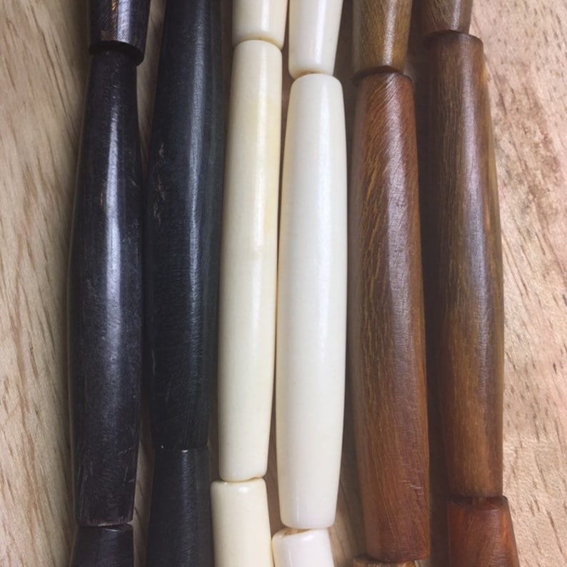 Bead Strand Bone Or Horn Hairpipe Style Beads 2 Inches 8 Beads Per Strand