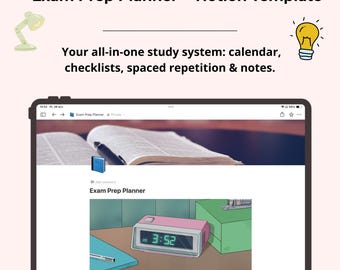 Exam Prep Planner - Notion Template for Students: Exams Plan, Revision Schedule, Spaced Repetition and Notes