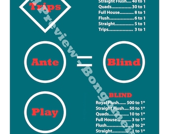 Ultimate Texas Hold'em Betting Layout – Printable in A4 - Blue