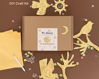 Bird Suncatcher DIY Kit – Foil Embossing Craft Kit with Crystal Prism, Nature Window Decor
