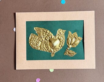 Handmade Spring Foil Art Cards – Peace Dove Angel Greeting