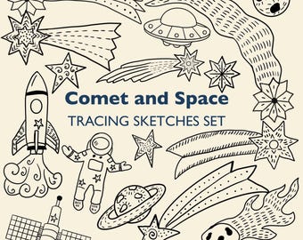 Szablony do wytłaczania Celestial Comet – zestaw do odrysowywania Magic Space