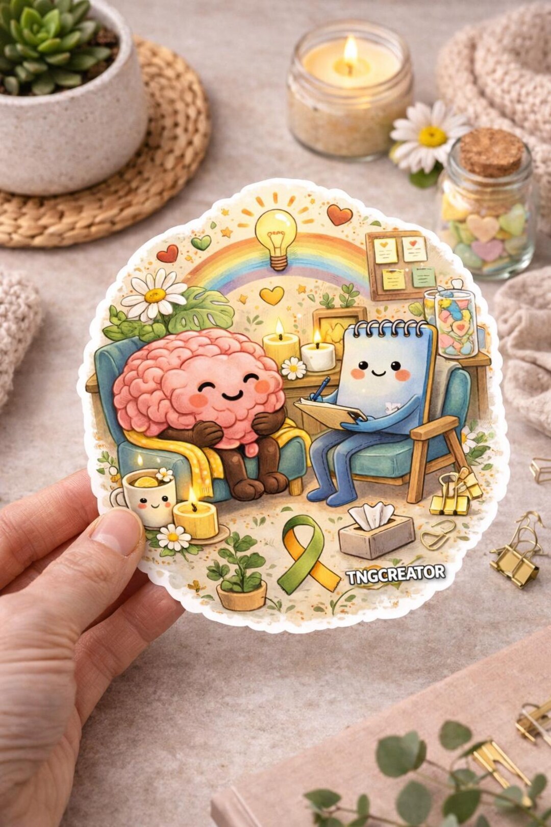 Mental Health Awareness Vinyl Sticker | Therapy Brain & Therapist ...