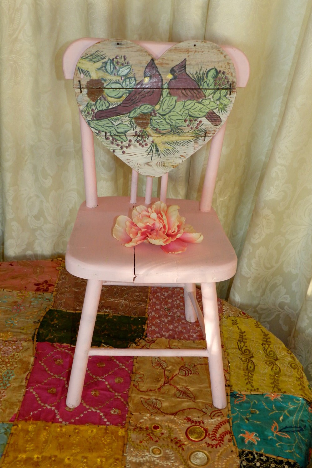 VINTAGE PINK CHAIR Hand Painted. Etsy