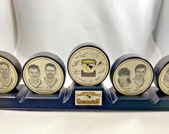 Burger King Promo Fotopucks 1995-1996 Pittsburgh Penguins Northeastern Champions 5 Puck Set