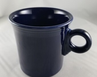 Fiestaware Coffee Mug with Ring Handle Fiesta Ware Coffee Cup HLC USA - Choose Color: Dark Navy Blue or Peacock Blue