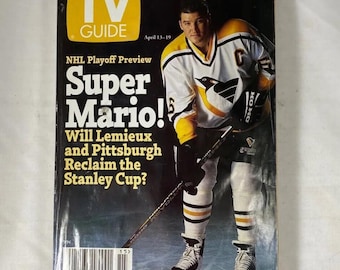 TV GUIDE “Super Mario!” Mario Lemieux Pittsburgh Penguins NHL Playoffs Vintage Magazine Collector's Edition April 1996