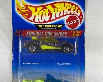 Hot Wheels Krackle Car Series #1 Sharkruiser #4 Flashfire 1995 Vintage SEALED New in Box!