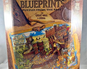 Bepuzzled Buried Blueprints 1000 Piece Puzzle Genghis Khan and The Great Wall of China