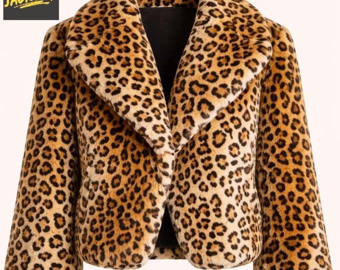 Leopard Print Faux Fur Coat – Women's Winter Jacket.