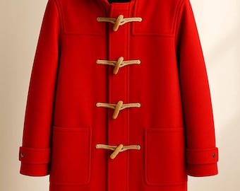 Handmade Wool Coat with Hood: Toggle Jacket, East London Style