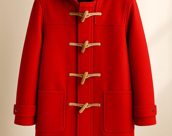 Handmade Wool Coat with Hood: Toggle Jacket, East London Style