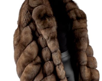Handmade Russian Sable Fur Coat | Elegant Winter Overcoat.