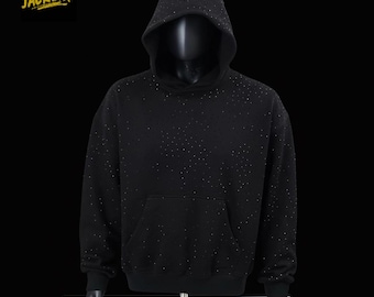 Black Rhinestone Hoodie – Luxury Sparkle Streetwear | Unisex Pullover by Apex Internationa