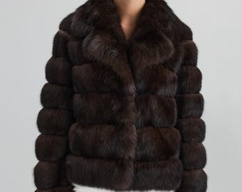 Handmade Sable Fur Jacket | Elegant Winter Coat.