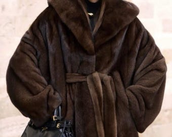 Luxury Oversized Faux Fur Coat for Women – Winter Warm Belted Jacket