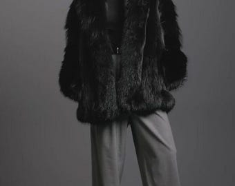 Black Silver Fox Fur Jacket | Luxury Winter Coat