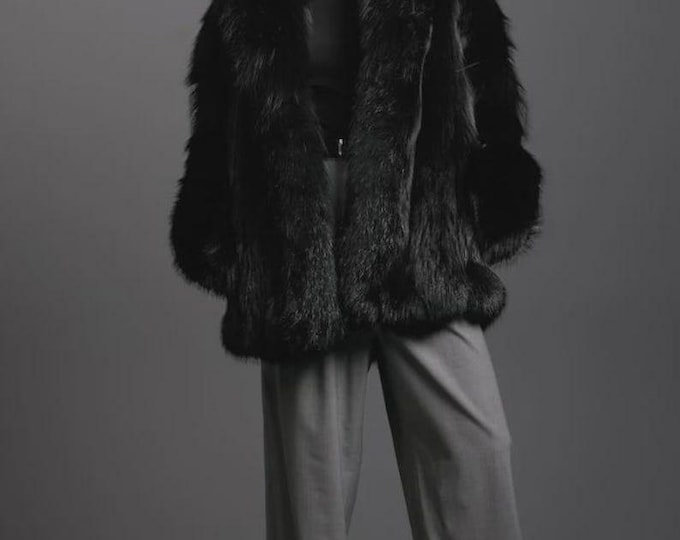 Black Silver Fox Fur Jacket | Luxury Winter Coat
