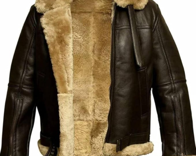 Mens Sheepskin Leather B3 Bomber Jacket - Winter Shearling jacket