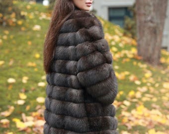 Handmade Sable Fur Coat | Elegant Winter Overcoat.